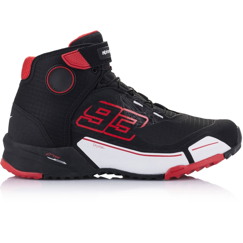 Kolekcja butów motocyklowych Alpinestars CR-X Drystar MM93 czarno-czerwono-biała