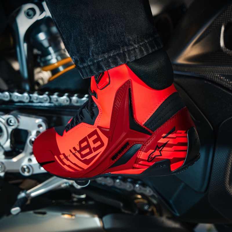 Buty motocyklowe Alpinestars Faster-4 MM93, kolekcja fluo, czerwono-czerwono-czarne
