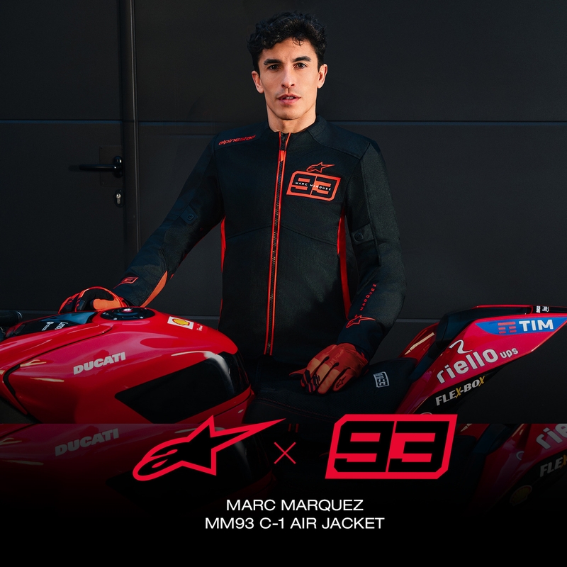 Kurtka motocyklowa Alpinestars C-1 AIR MM93, kolekcja fluo, czerwono-czerwono-czarna