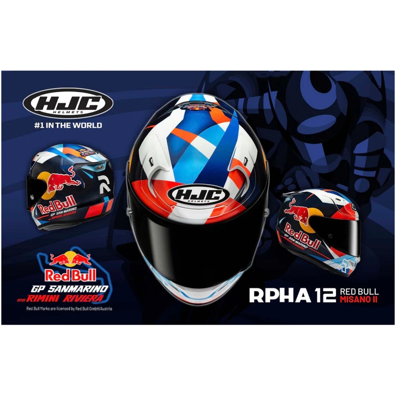 Kask motocyklowy integralny HJC RPHA 12 Red Bull Misano GP 2 MC21 niebiesko-biało-czerwony