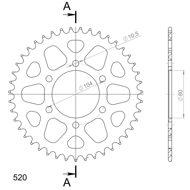 Rear ALU sprocket SUPERSPROX green 43T, 520