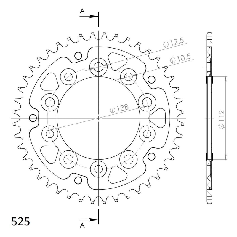Rear sprocket SUPERSPROX STEALTH red 44T, 525