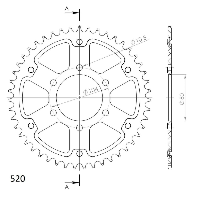 Rear sprocket SUPERSPROX STEALTH green 46T, 520