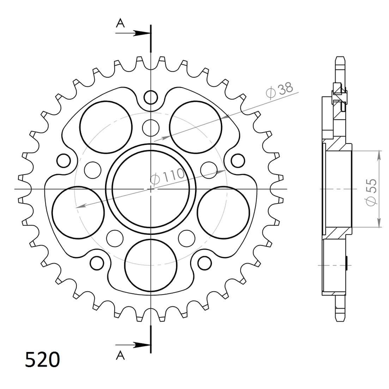 Rear sprocket SUPERSPROX STEALTH gold 36T, 520