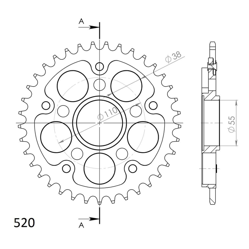 Rear sprocket SUPERSPROX STEALTH gold 37T, 520