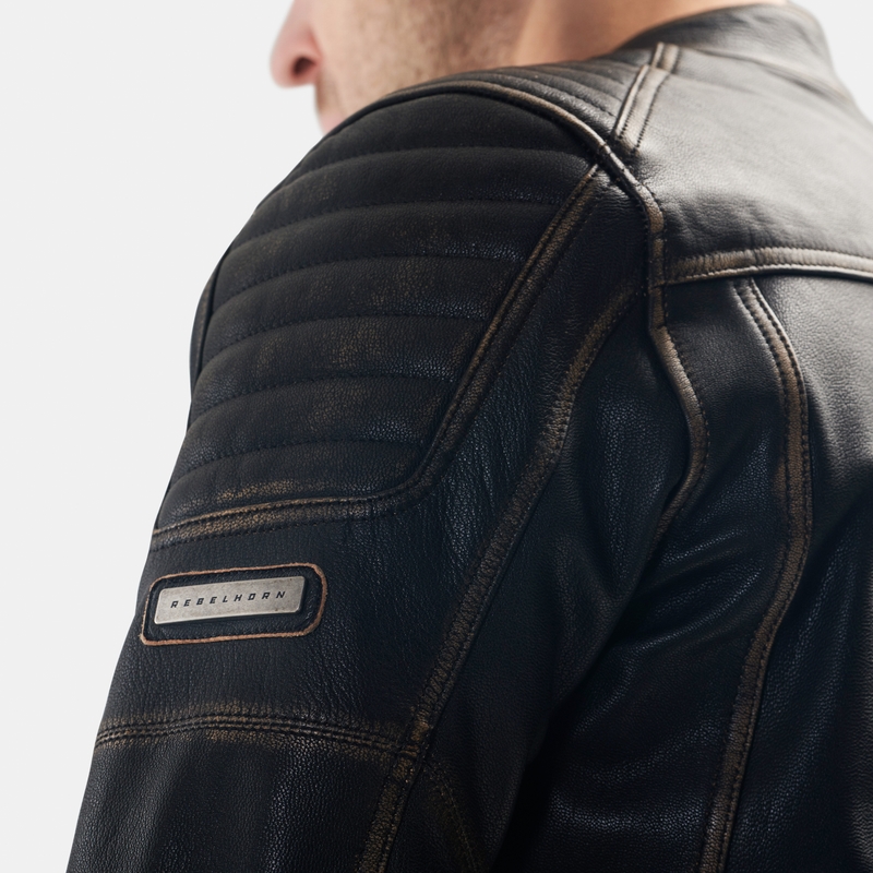 Kurtka motocyklowa skórzana Rebelhorn Hunter II brązowa - II gatunek - II. jakość