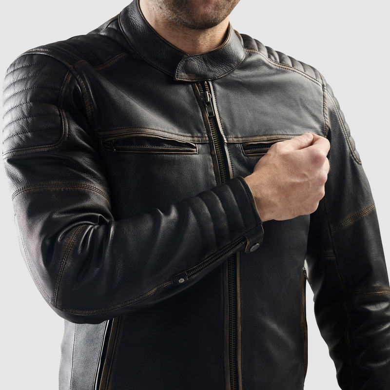 Kurtka motocyklowa skórzana Rebelhorn Hunter II brązowa - II gatunek - II. jakość