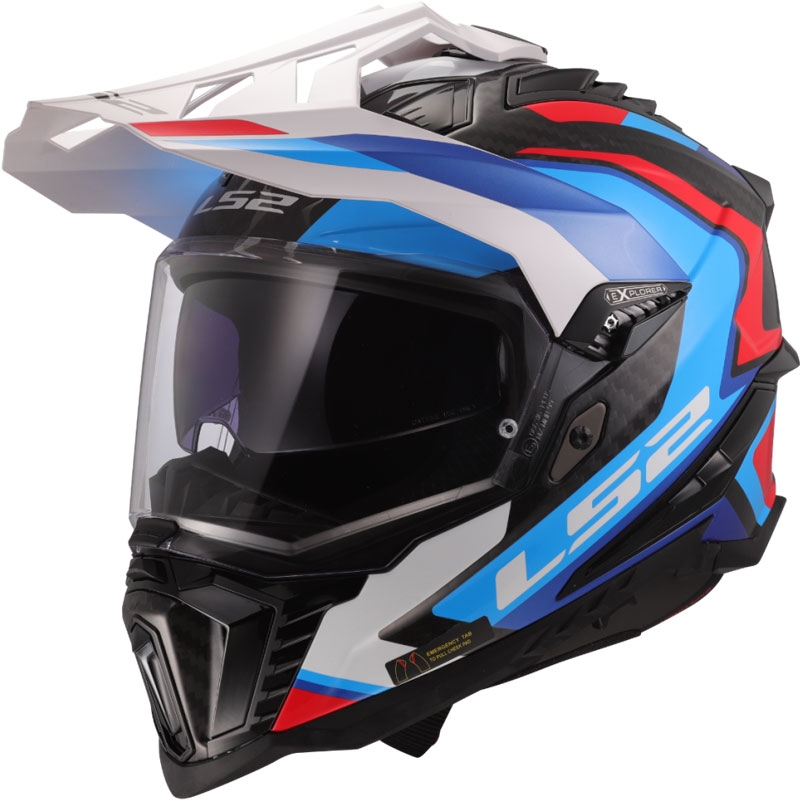 Kask motocyklowy enduro LS2 MX701 Explorer C Frontier II biało-niebieski - II gatunek - II. jakość