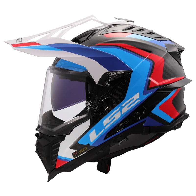 Kask motocyklowy enduro LS2 MX701 Explorer C Frontier II biało-niebieski - II gatunek - II. jakość