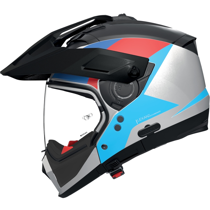 Kask motocyklowy modułowy Nolan N70-2 X Turbine 350 biało-czarno-niebiesko-jasnoniebieski-czerwony