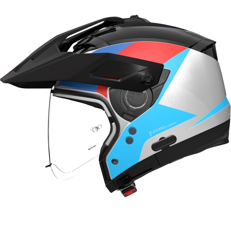 Kask motocyklowy modułowy Nolan N70-2 X Turbine 350 biało-czarno-niebiesko-jasnoniebieski-czerwony