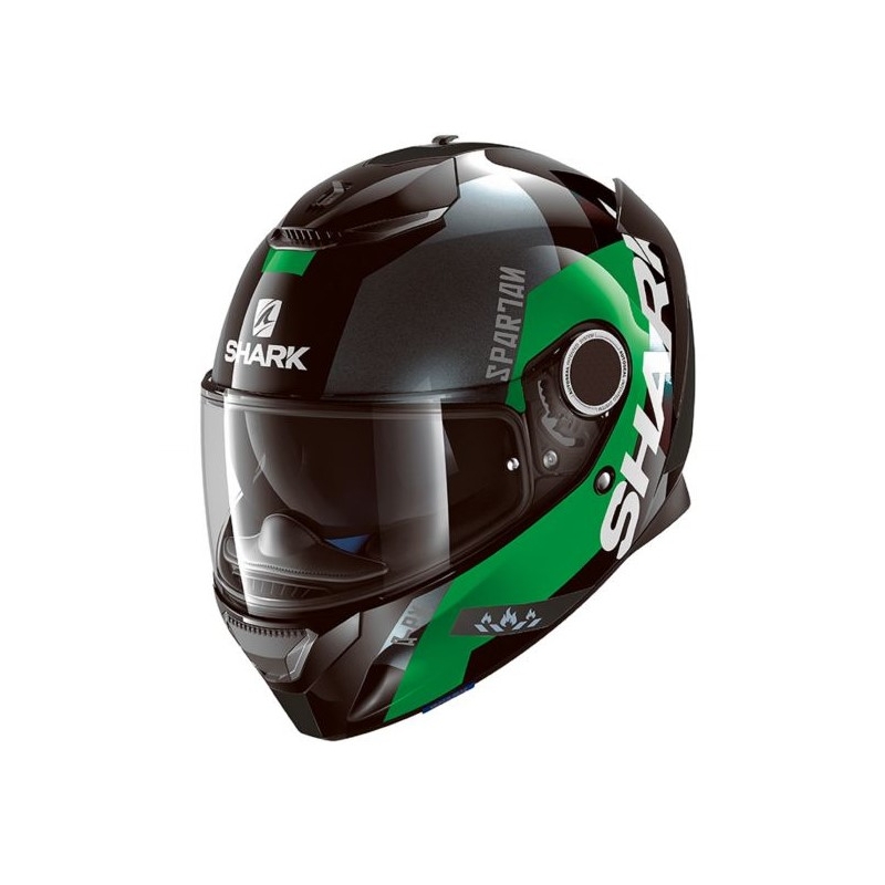 Integralny kask motocyklowy SHARK SPARTAN Apics czarno-szaro-zielony wyprzedaż