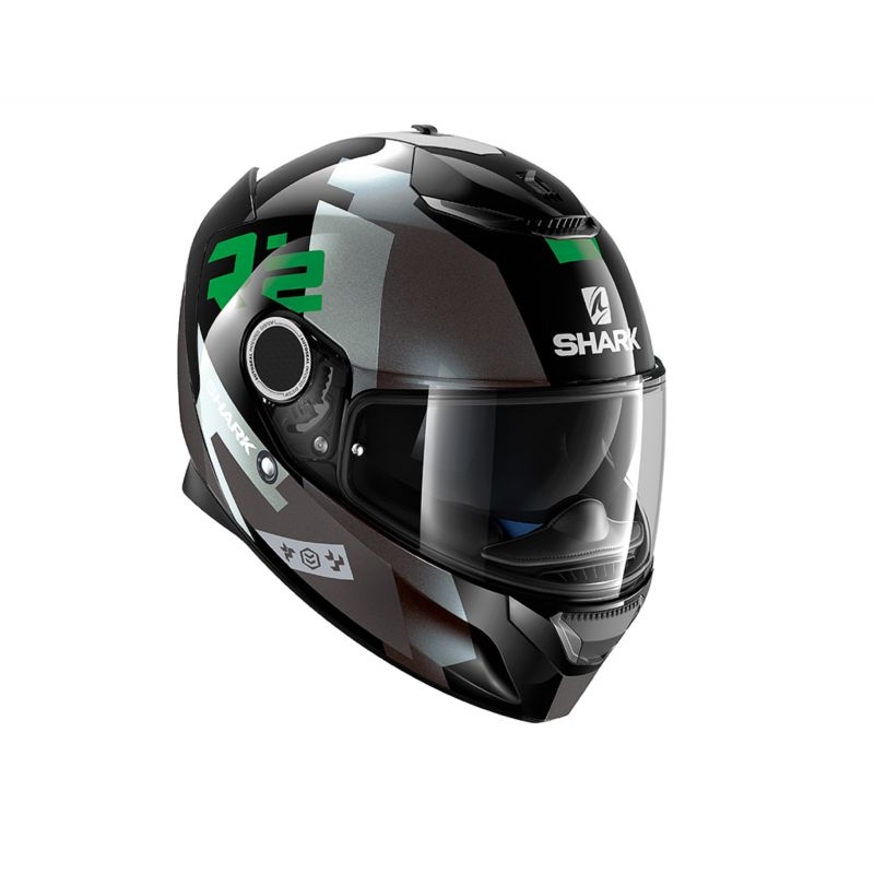 Integralny kask motocyklowy SHARK SPARTAN Apics czarno-szaro-zielony wyprzedaż