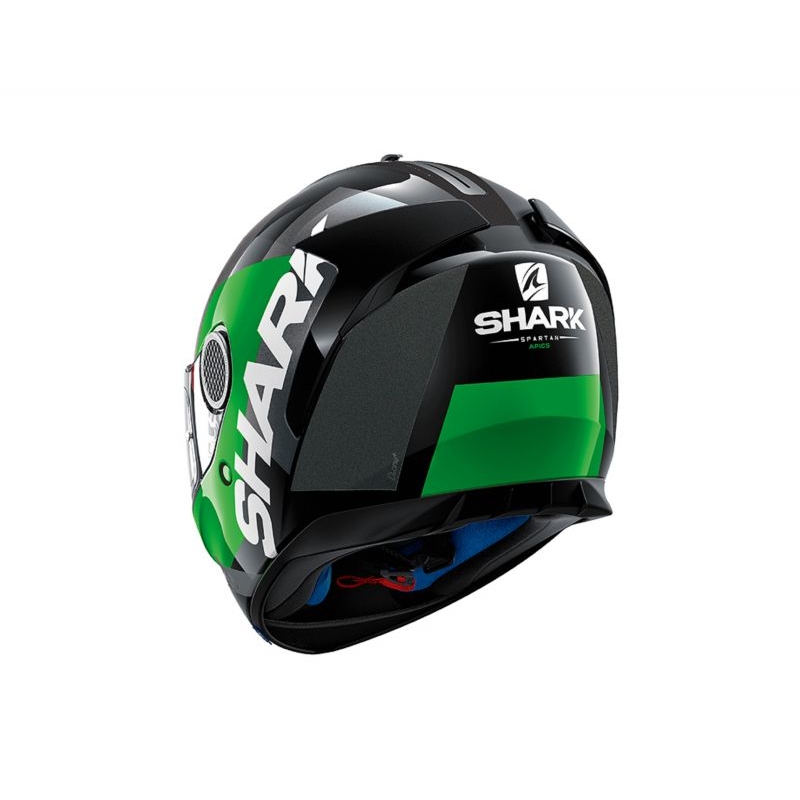 Integralny kask motocyklowy SHARK SPARTAN Apics czarno-szaro-zielony wyprzedaż