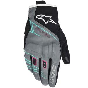 Damskie rękawice motocyklowe Alpinestars STELLA MOBLAST WATERPROOF szaro-czarno-fluo-różowo-turkusowo-białe