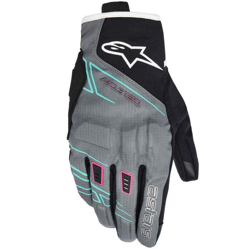 Damskie rękawice motocyklowe Alpinestars STELLA MOBLAST WATERPROOF szaro-czarno-fluo-różowo-turkusowo-białe