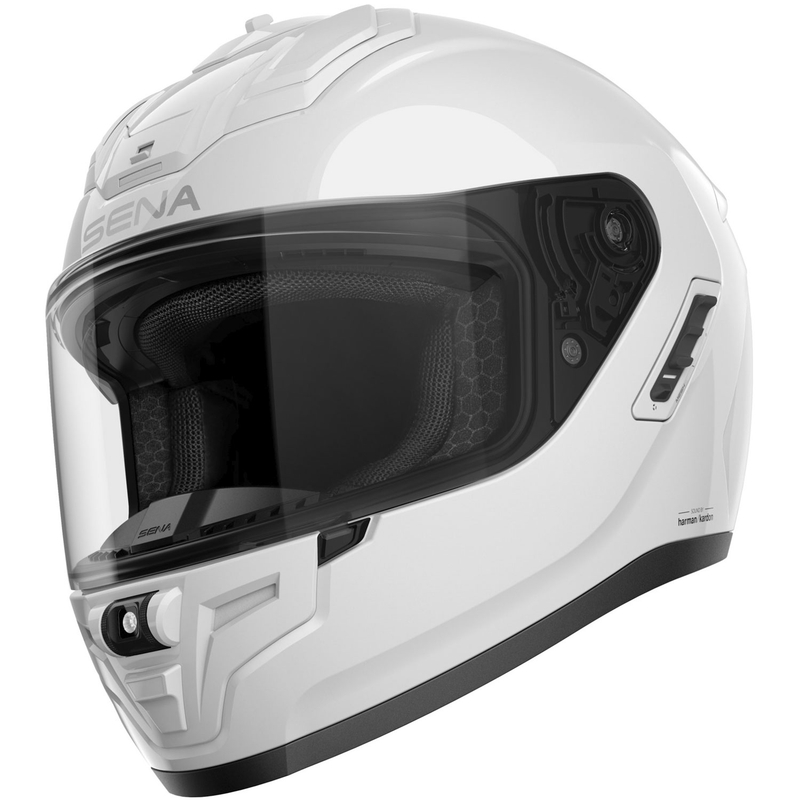 Kask motocyklowy integralny z zestawem słuchawkowym SENA Phantom ANC błyszczący biały