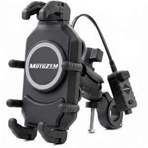 Uchwyt antywibracyjny do telefonu z ładowarką bezprzewodową i gniazdem USB-C MotoZem M26-C1 czarny