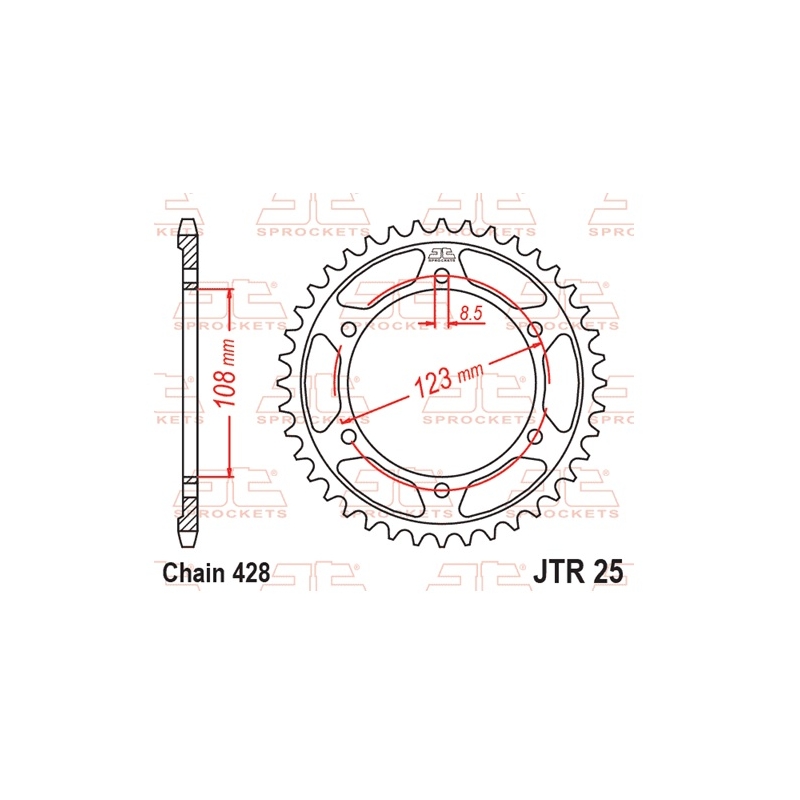 Rear sprocket JT 58T, 428