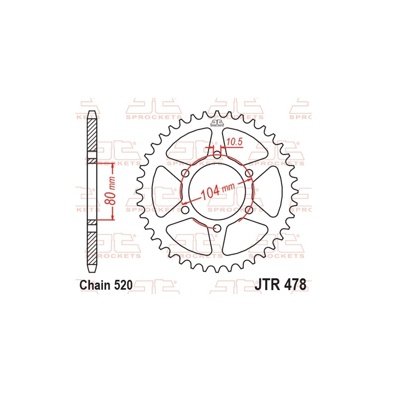 Rear sprocket JT 48T, 520