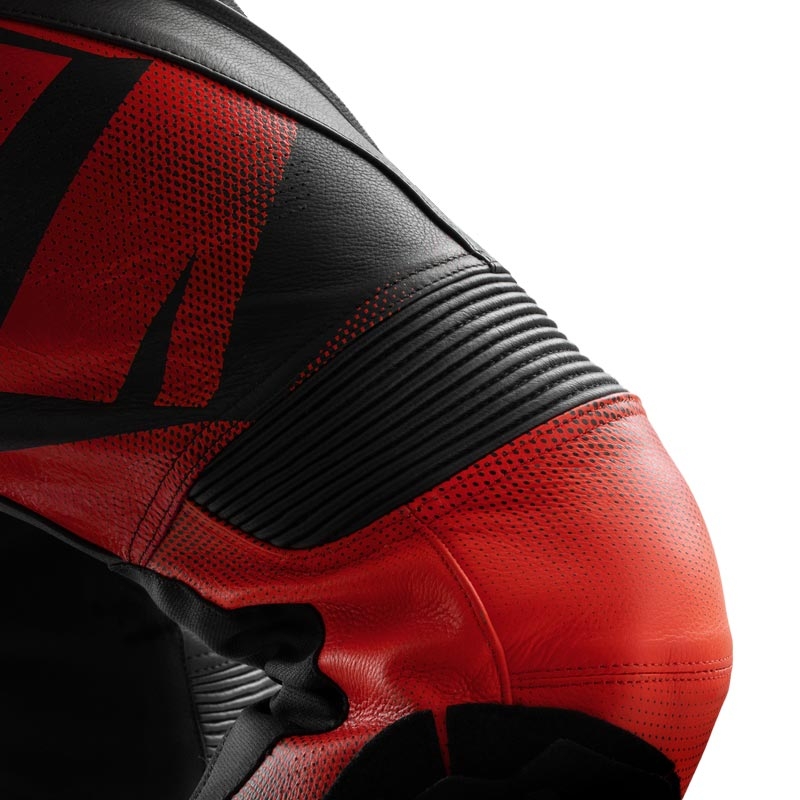 Spodnie motocyklowe skórzane Rebelhorn Inferno czarno-fluo czerwone