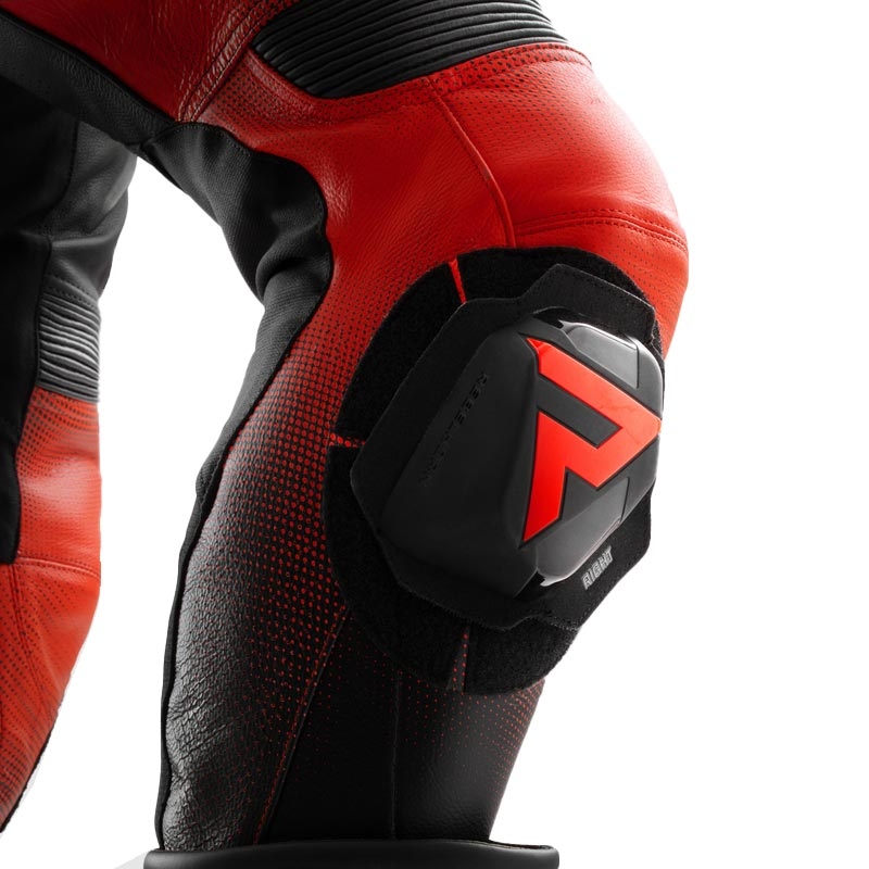 Spodnie motocyklowe skórzane Rebelhorn Inferno czarno-fluo czerwone