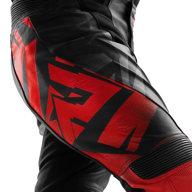 Spodnie motocyklowe skórzane Rebelhorn Inferno czarno-fluo czerwone