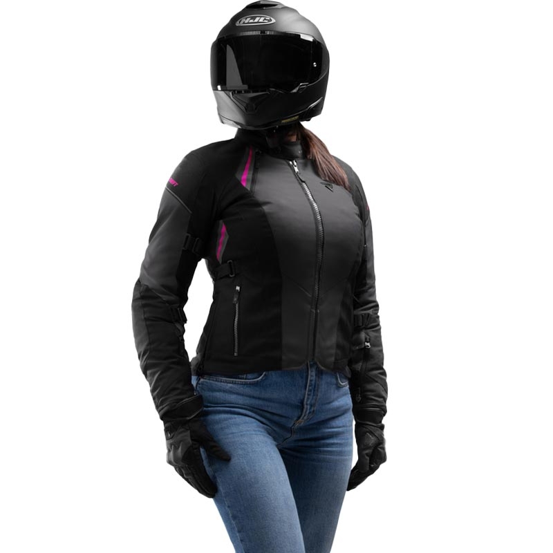 Kurtka motocyklowa damska Rebelhorn Swift czarno-szaro-różowa