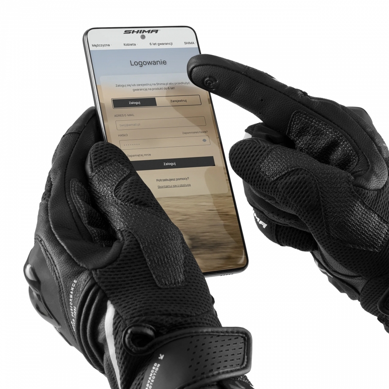 Rękawice motocyklowe Shima Spark 3.0 czarno-białe