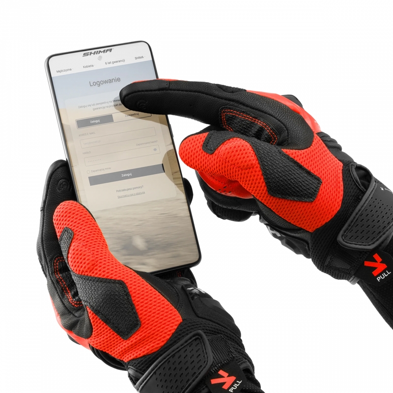 Rękawice motocyklowe Shima Spark 3.0 fluorescencyjne czerwone