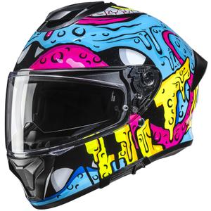 Kask motocyklowy integralny HJC C71 Squeeze MC28 niebiesko-żółto-różowy