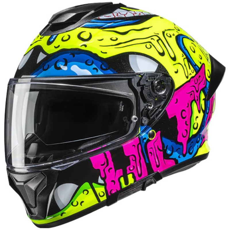 Kask motocyklowy integralny HJC C71 Squeeze MC32H żółto-różowo-niebieski