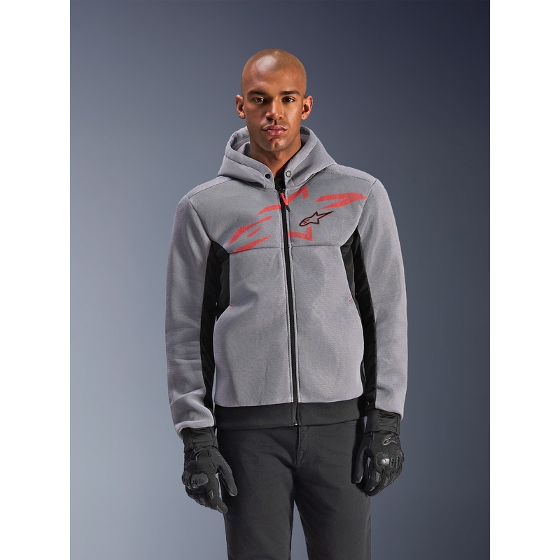 Bluza motocyklowa Alpinestars Chrome Superairflow czarno-jasnoszara-fluo czerwona