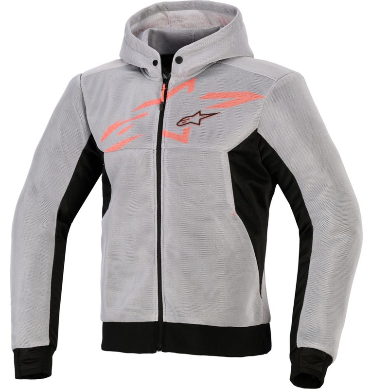 Bluza motocyklowa Alpinestars Chrome Superairflow czarno-jasnoszara-fluo czerwona