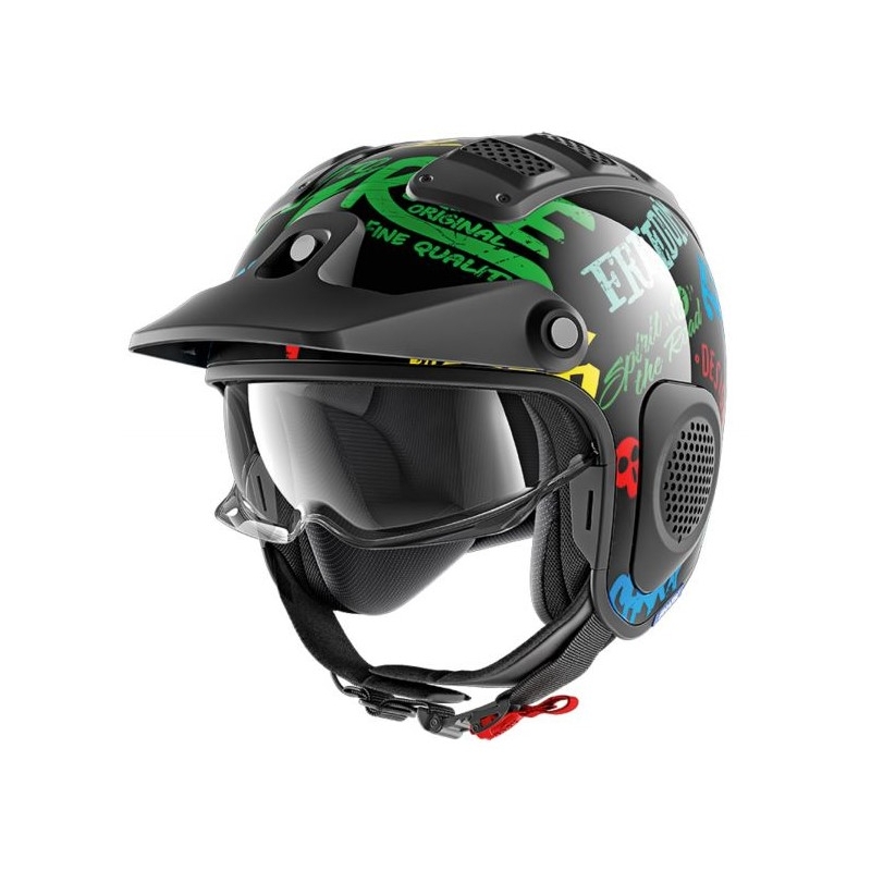 Otwarty kask motocyklowy SHARK X-DRAK Freestyle czarno-niebiesko-zielony