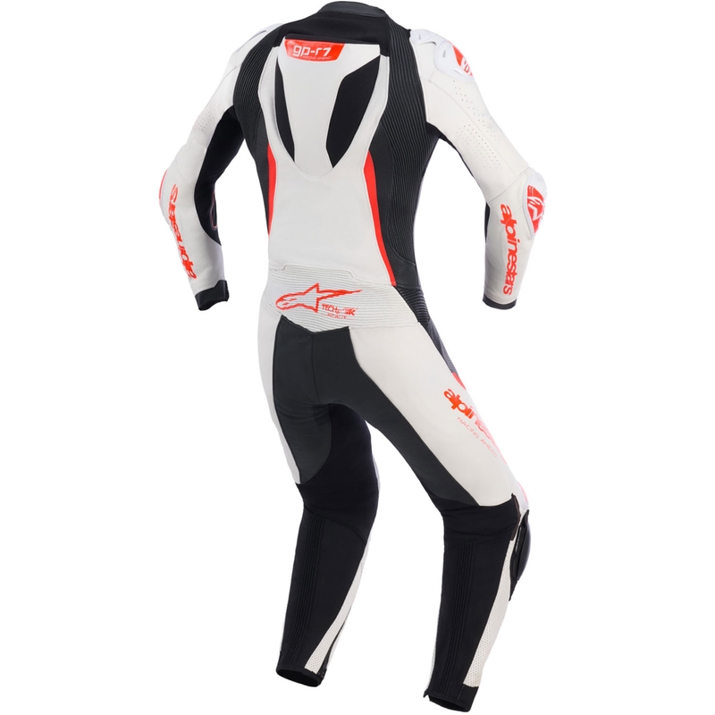 Jednoczęściowy skórzany kombinezon motocyklowy damski Alpinestars Stella GP-R7 biało-fluo czerwono-czarny