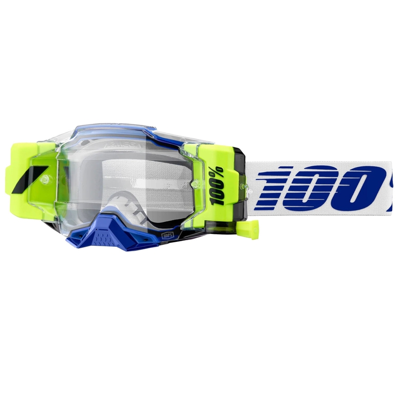 Gogle motocrossowe 100% - USA Armega Forecast niebieskie z przezroczystym pleksiglasem
