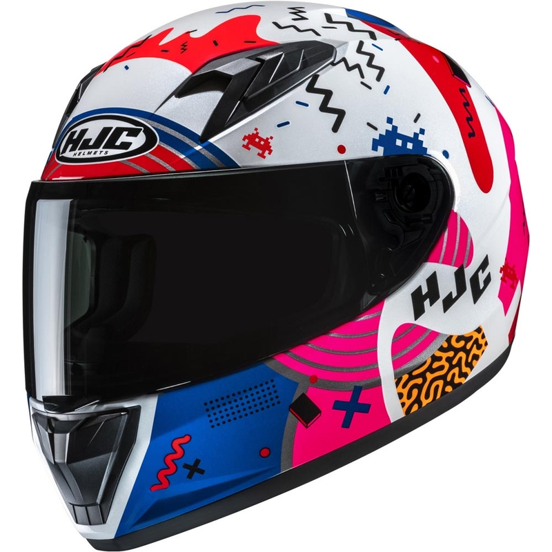 Kask motocyklowy integralny dziecięcy HJC Y10 Mika MC28 biało-różowo-niebieski