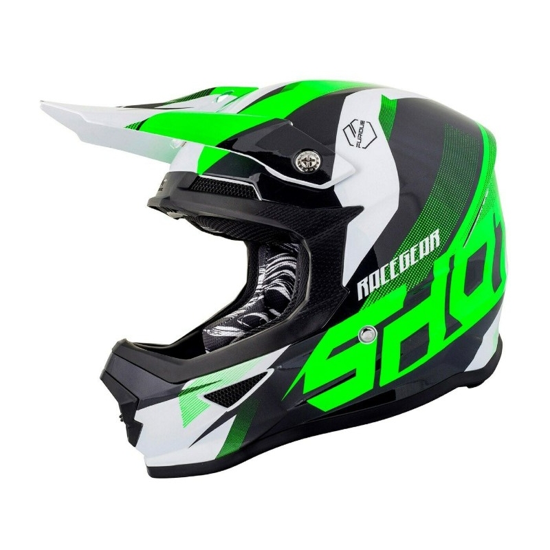 Motocrossowy kask Shot Ultimate czarno-biało-fluo zielony