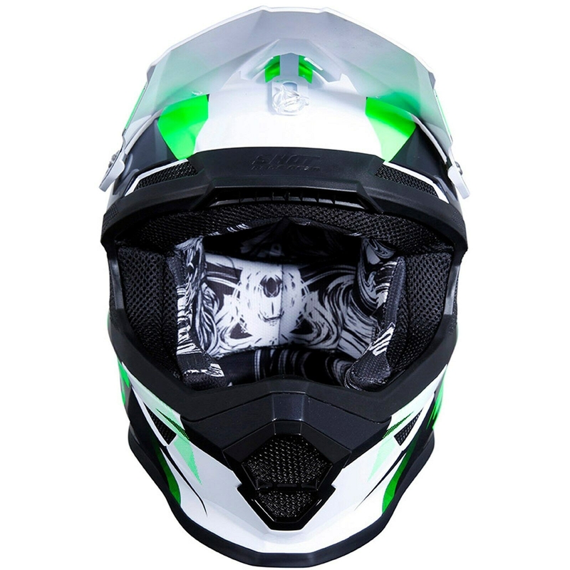 Motocrossowy kask Shot Ultimate czarno-biało-fluo zielony