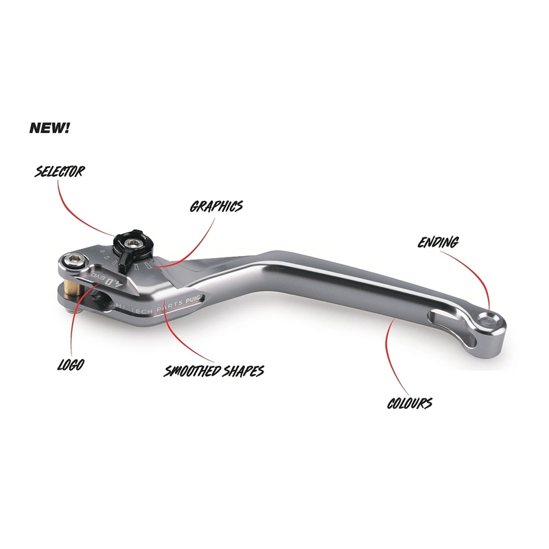 Brake lever without adapter PUIG 4.0 short black/green for KAWASAKI Z 900 2017-2026