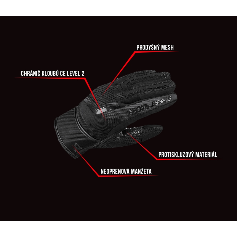Rękawice motocyklowe Street Racer Stunt w kolorze czarnym
