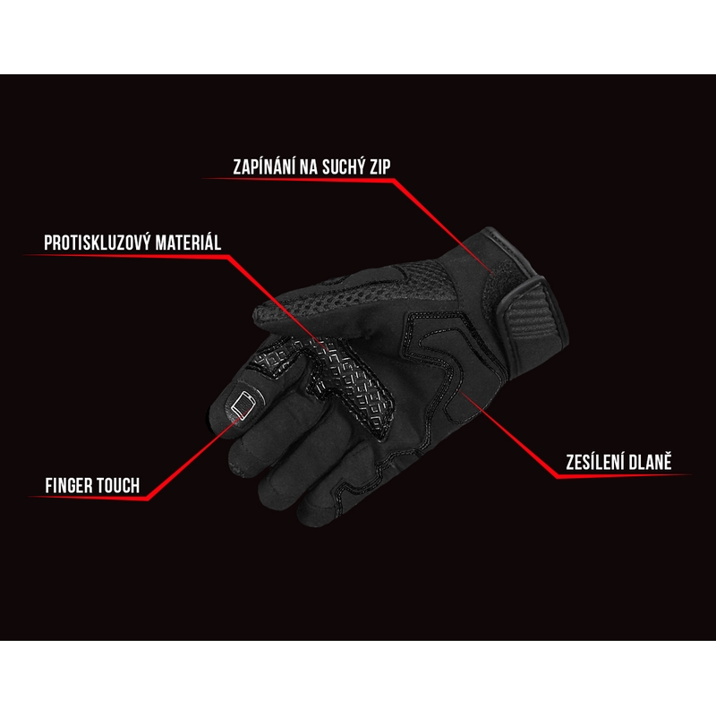 Rękawice motocyklowe Street Racer Stunt w kolorze czarnym