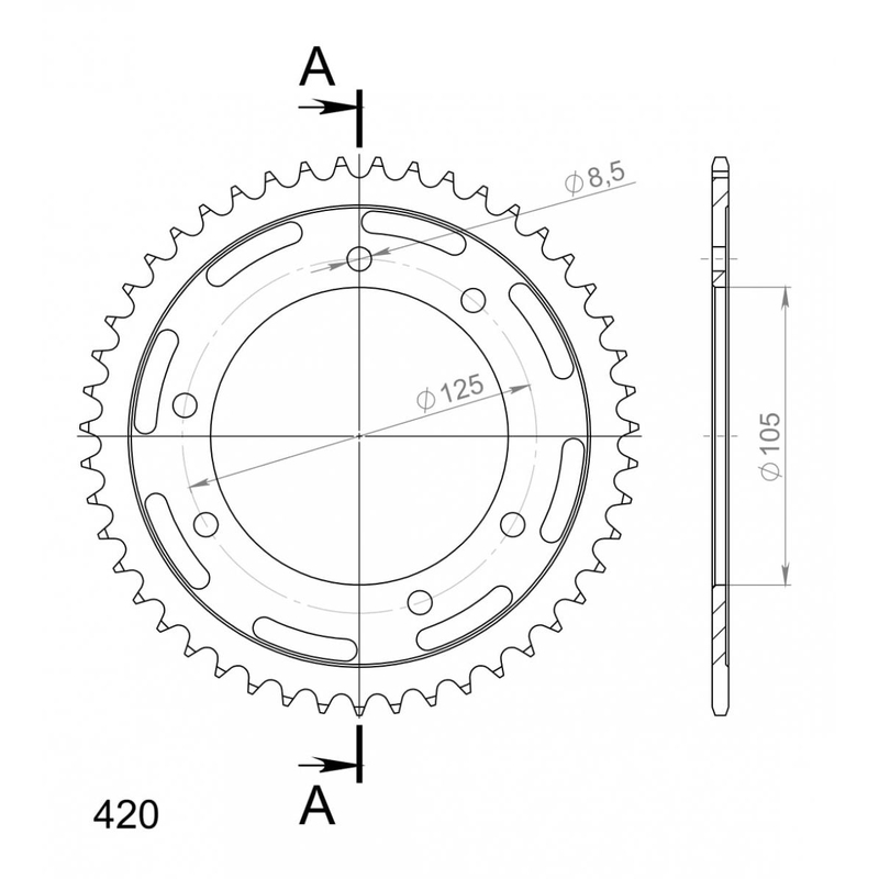 Rear sprocket SUPERSPROX black 47T, 420