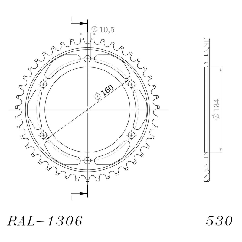 Rear ALU sprocket SUPERSPROX black 45T, 530