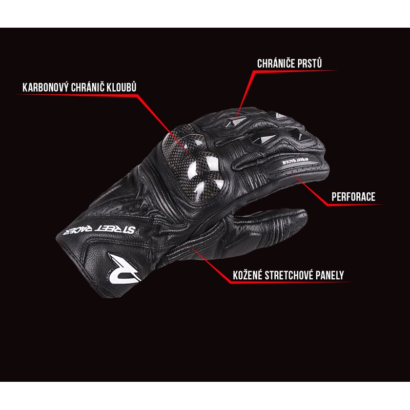 Rękawice motocyklowe Street Racer XTR czarne wyprzedaż