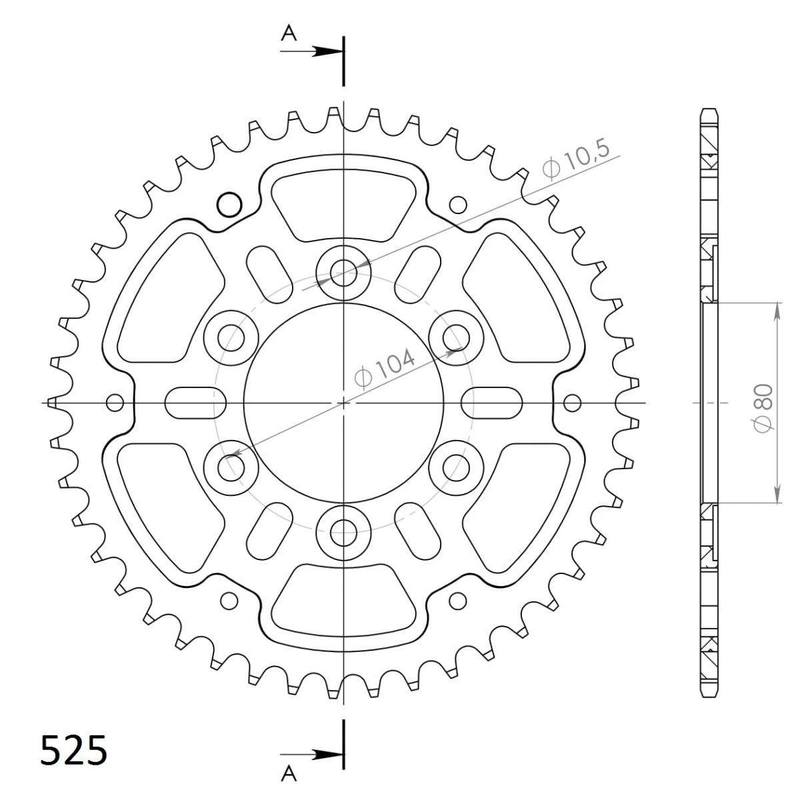 Rear sprocket SUPERSPROX STEALTH black 45T, 525