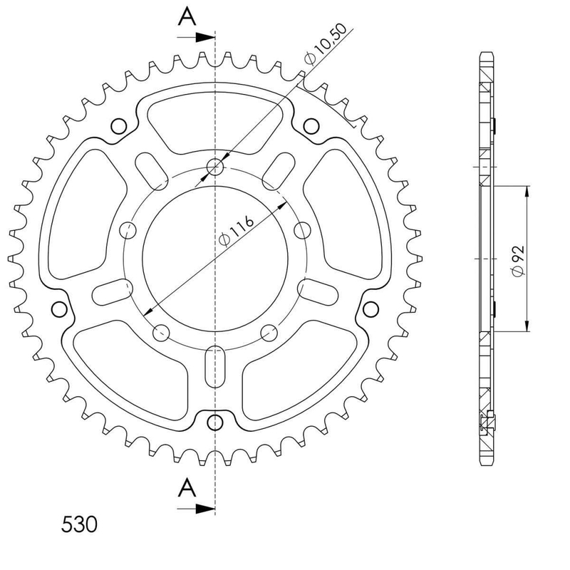 Rear sprocket SUPERSPROX STEALTH gold 50T, 530