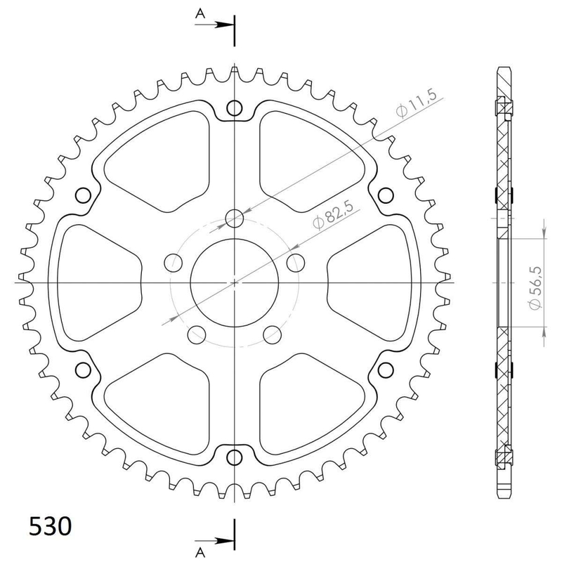 Rear sprocket SUPERSPROX STEALTH silver 53T, 530