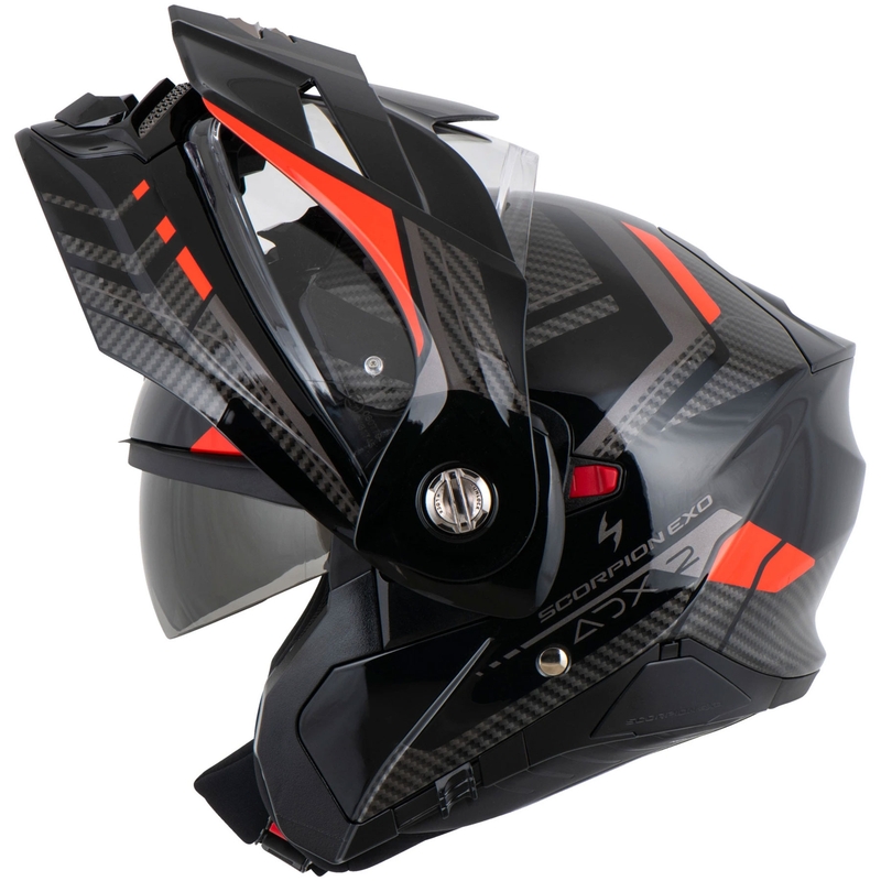 Kask motocyklowy typu flip-up Scorpion ADX-2 LEWIS czarno-czerwony